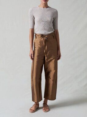 Chan Luu Techno Taffeta Barrel Pants Bronze
